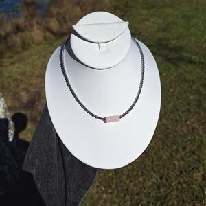 Rose Quartz, Hematite Beaded Necklace ~ Artisan Gemstone Jewelry